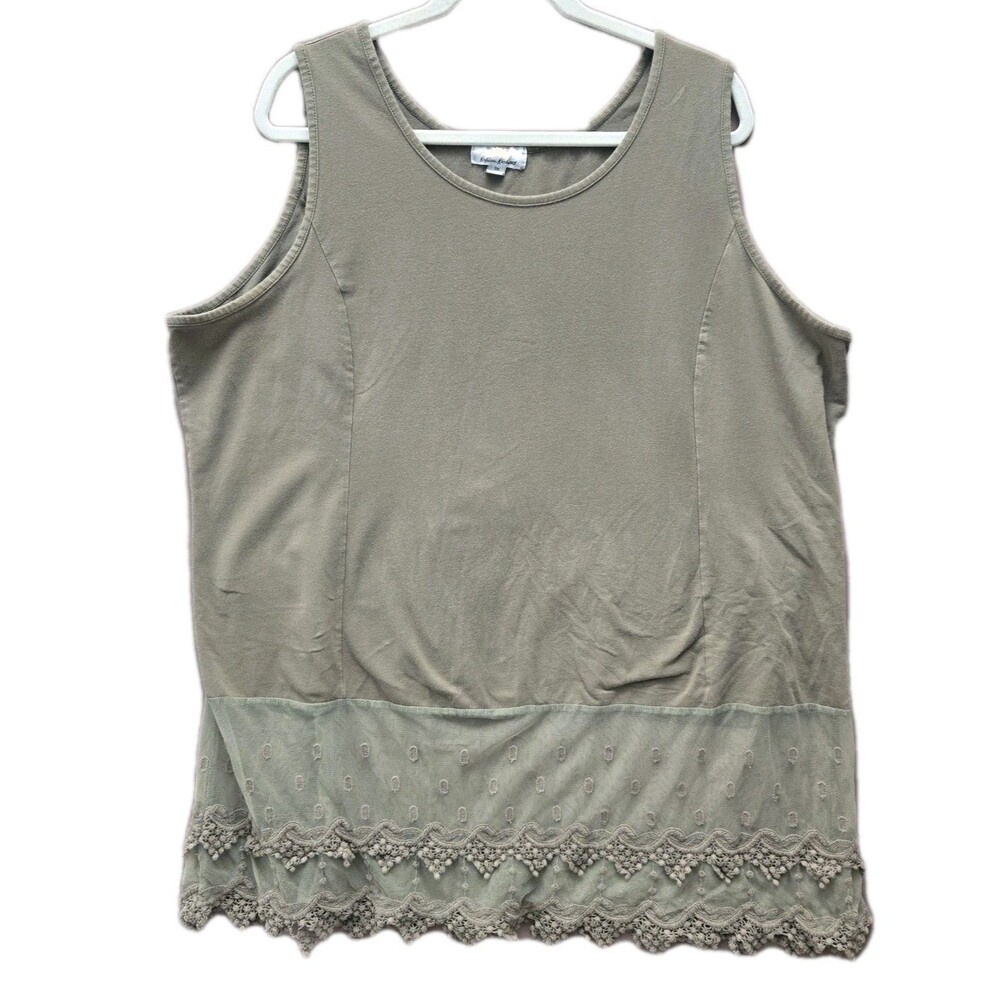 Kathleen Kirkwood Lace Extender Tank Top Women 3X Olive Green Layering Sleeveles